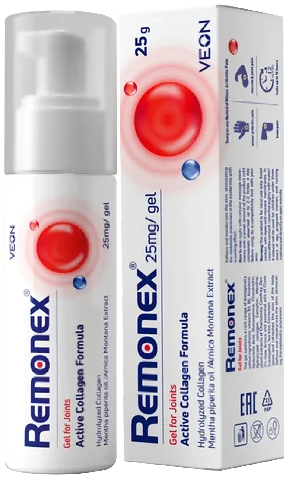 REMONEX gel na klouby 25 g – originální flakon s dávkovačem a krabička